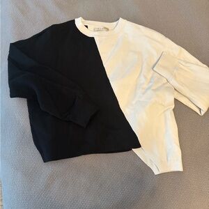 Black and White Colorblock Sweater